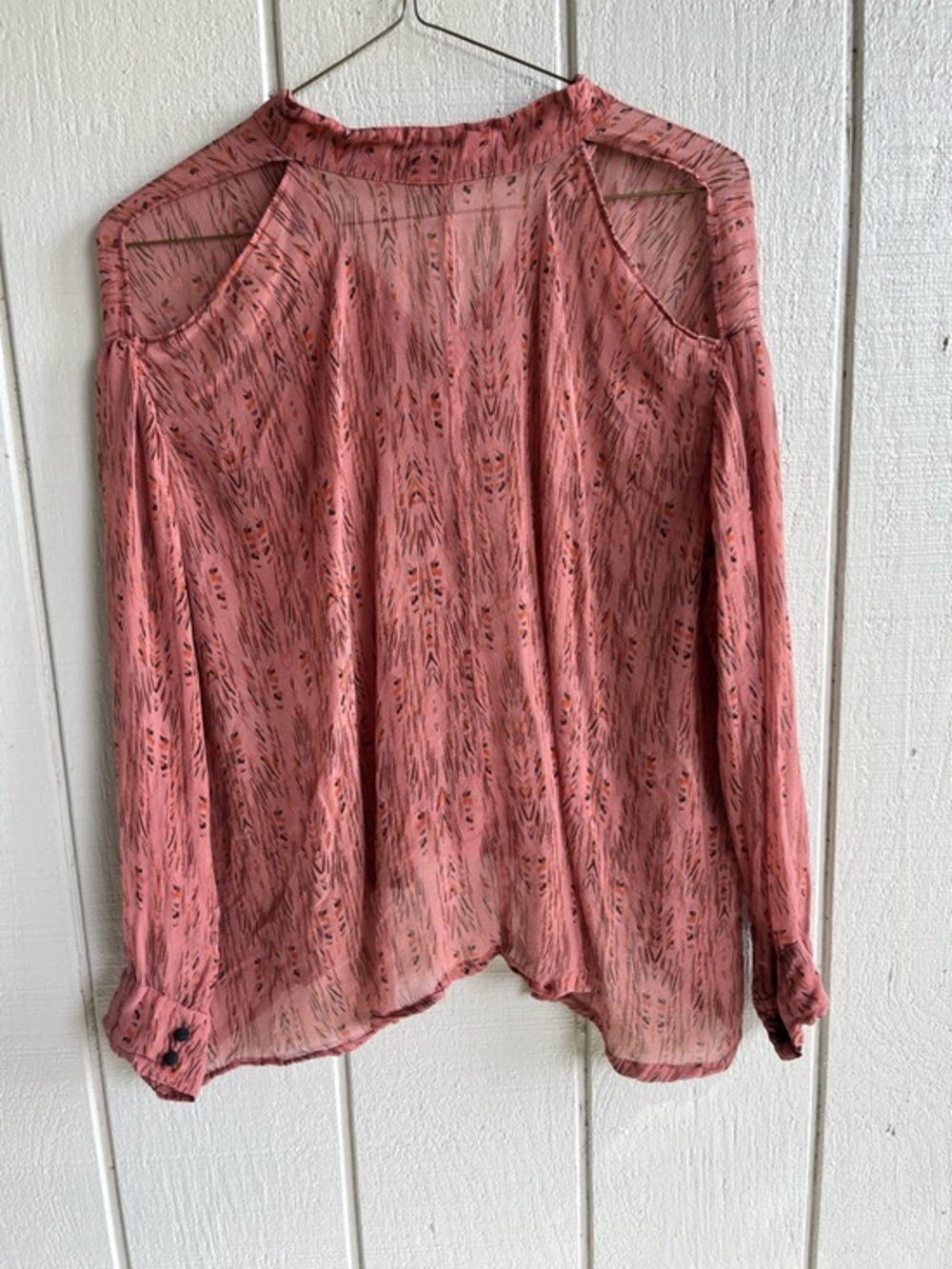 Gypsy 05 Silk Sheer Button Up Blouse Shoulder Cutouts Size‎ XS - Picture 5 of 8